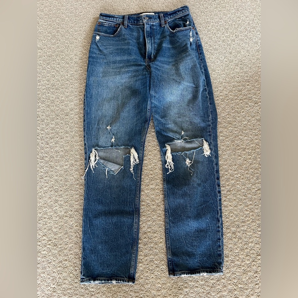 Abercrombie 90s Straight Ultra High Rise Jeans, Curve Love Size 30/10R